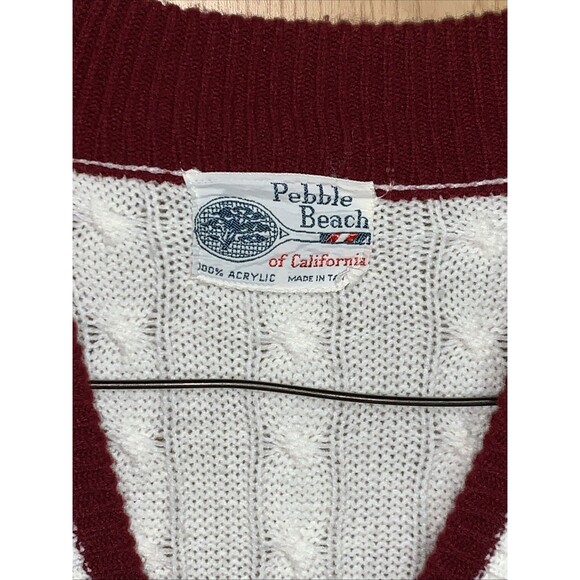 Pebble Beach Of California Vintage Womens Cardigan Sweater red, white, and blue - Picture 2 of 10